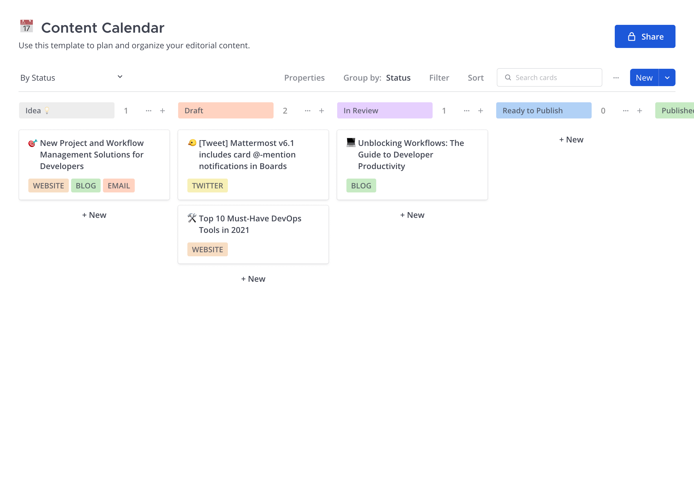 Content Calendar Template