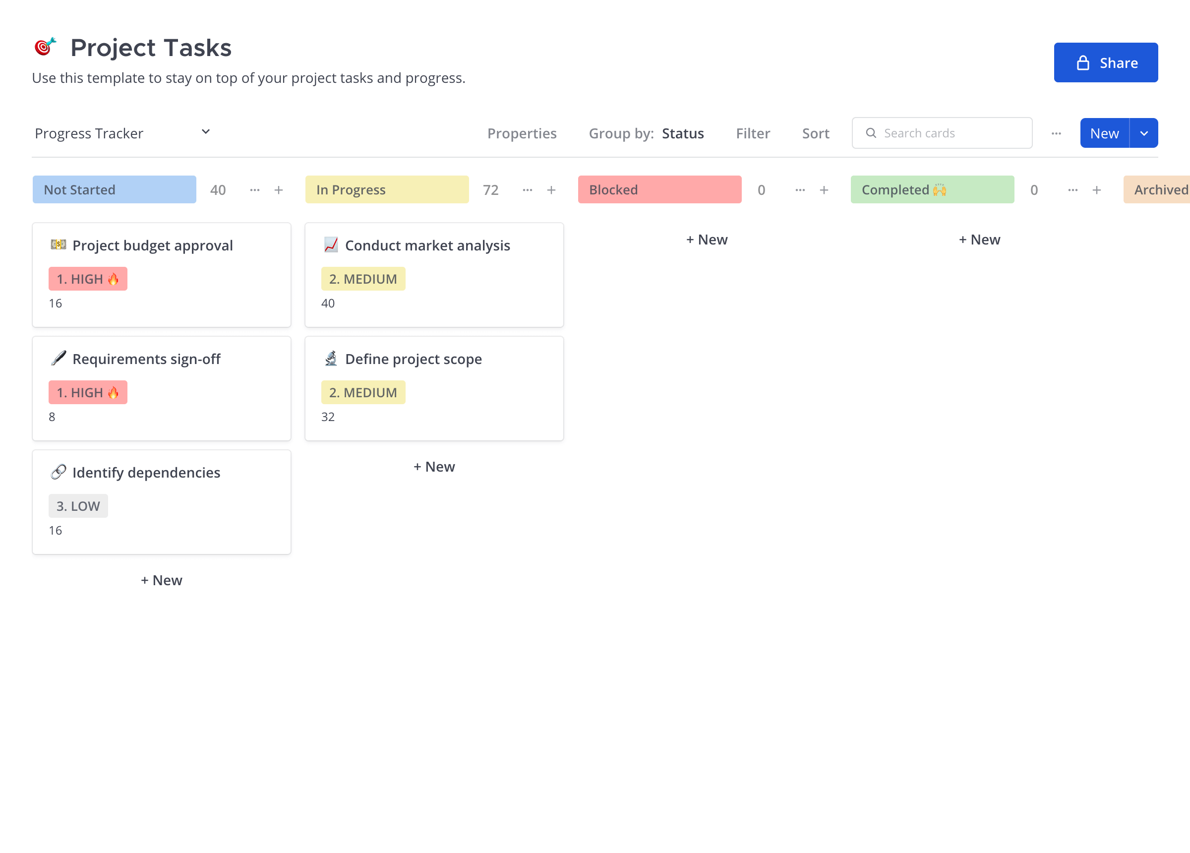 Project Tasks Template